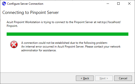 Server Connection Error Message