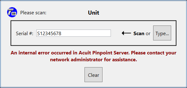 Unit Scan Error Message